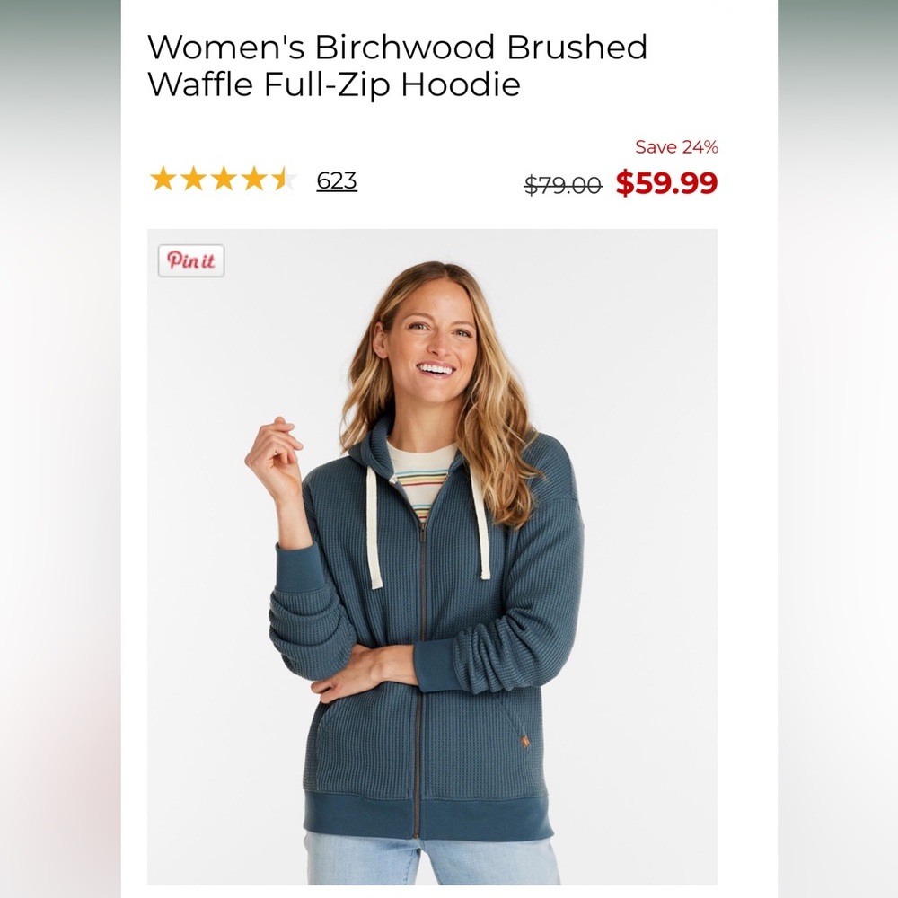 Women’s LLBean Birchwood Brushed Waffle full zip up Size Medium